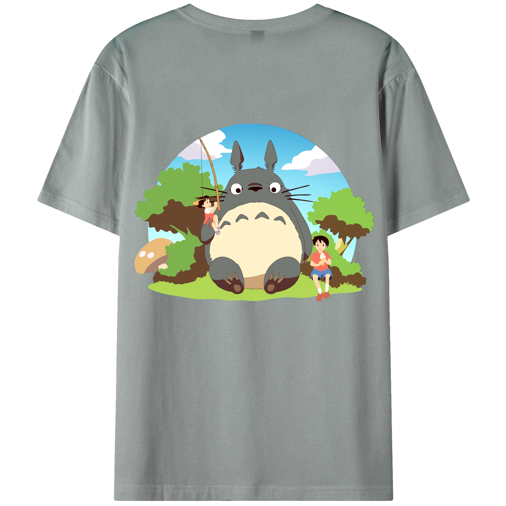 （画像用） となりのトトロ 草壁メイ 草壁サツキ My Neighbor Totoro Satsuki Kusakabe Mei Kusakabe 綿100％ メンズ半袖Tシャツ（バックプリント） 通気性